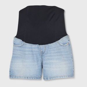 Crossover Panel Midi Maternity Jean Shorts - Isabel Maternity by Ingrid & Isabel